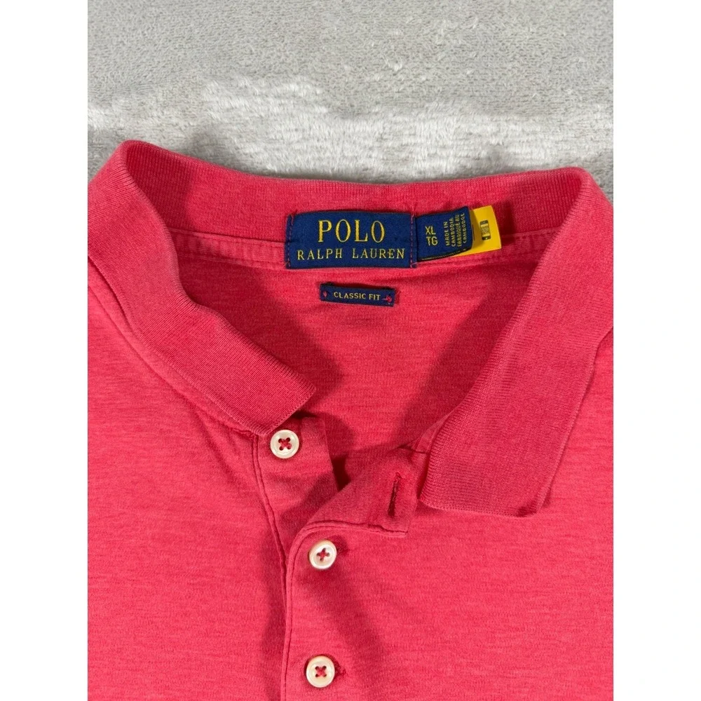 Polo Ralph Lauren Polo Shirt Mens XL Pink Pony Logo Short Sleeve